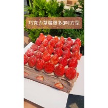 (台灣草莓預購12月份出貨)雙層草莓爆多巧克力蛋糕(方型) 